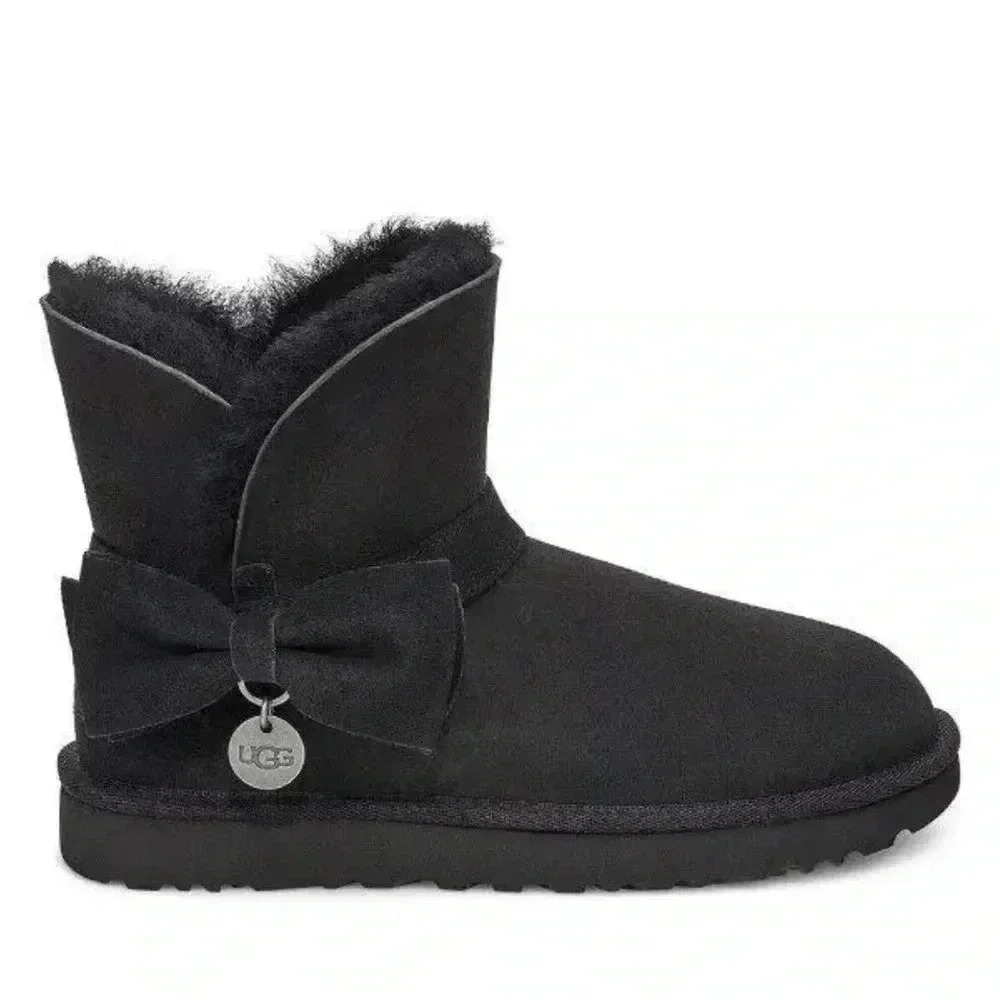 UGG Womens Black‎ Classic Suede Mini Bow Boots Sz 6